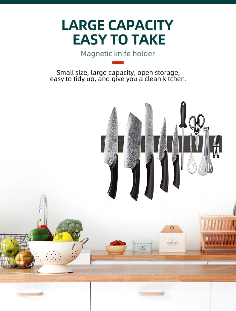 Powerful Wooden Strip Magnetic Knife Holder Wall Mount