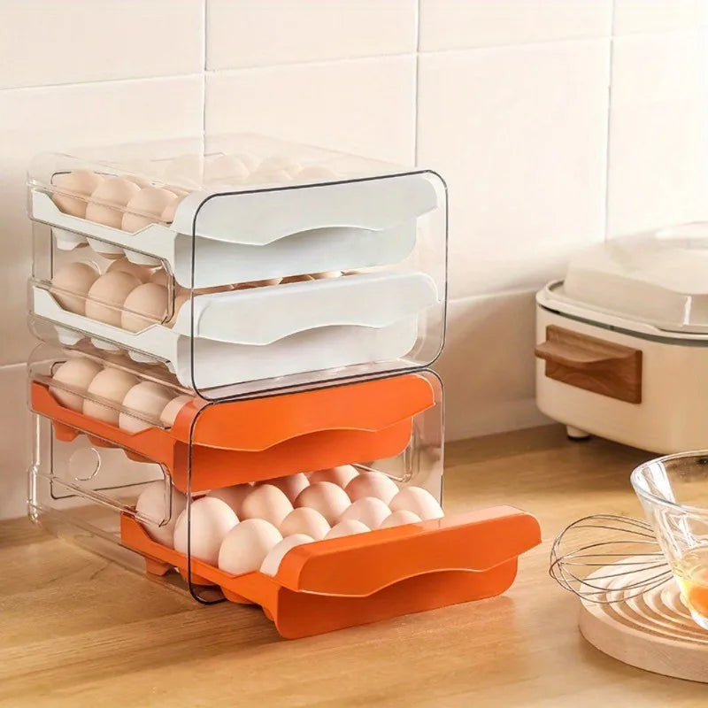 Double Layer Pull-Out Drawer Egg Holder Refrigerator Egg