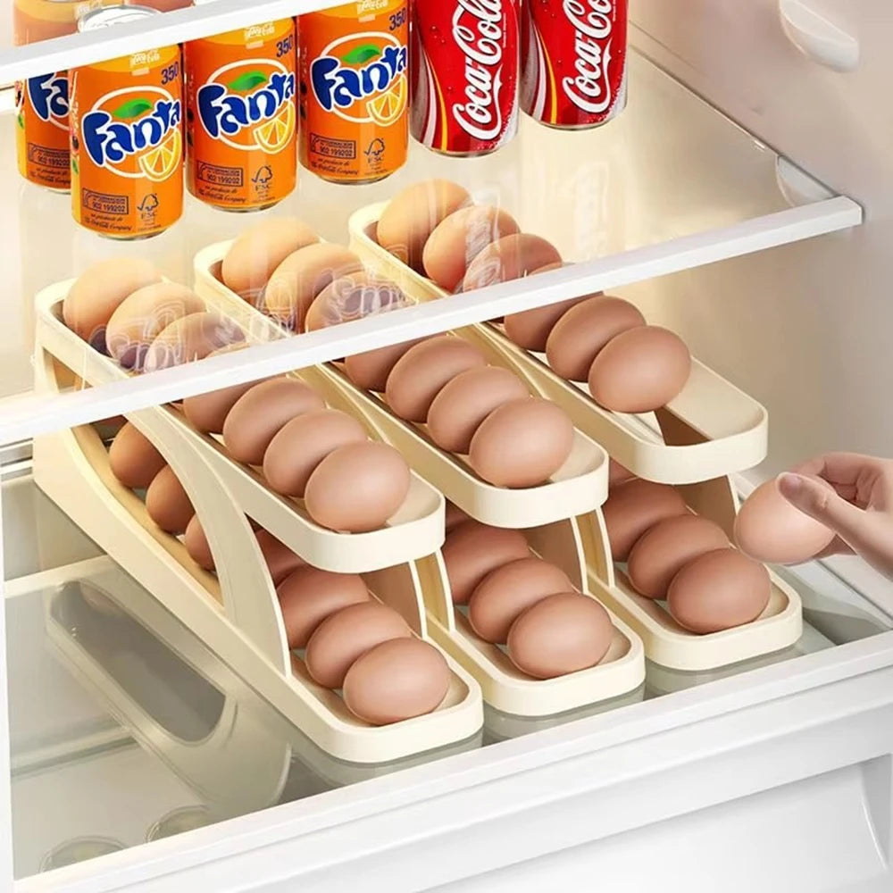 Automatic Rolling Double-Layer Egg Dispenser Egg Holder Dispenser