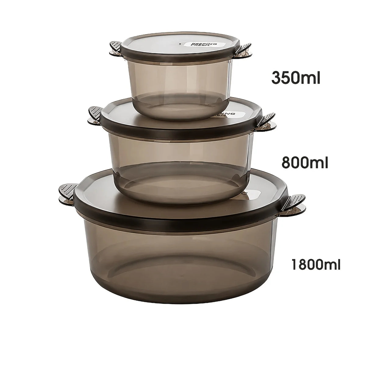 Food Storage Containers Lids 3-Piece Stackable Round Meal