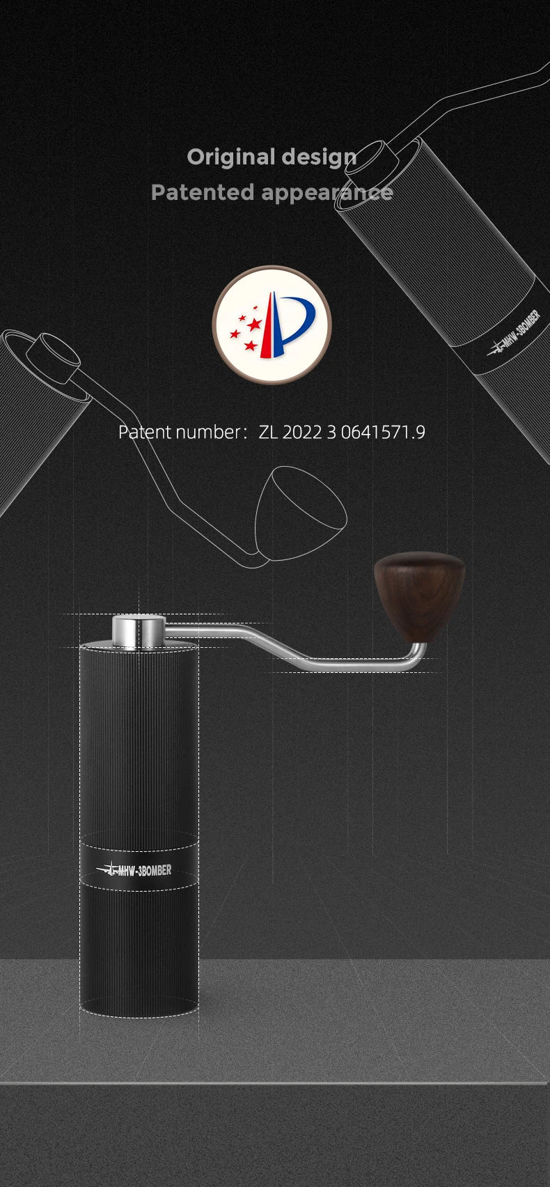 Mhw-3bomber Coffee Grinder Adjustable Settings Angle Core