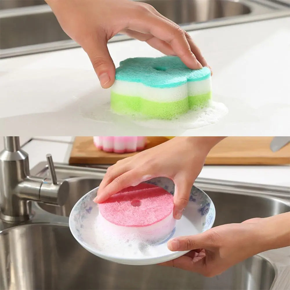 Flower Shaped Sponge Dishes Washing Brush Bathroom Cleaning