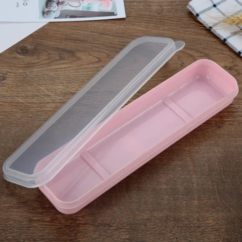 Travel Tableware Storage Box Transparent Cover Utensil Organizer