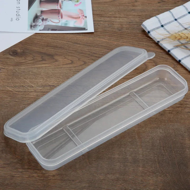 Travel Tableware Storage Box Transparent Cover Utensil Organizer