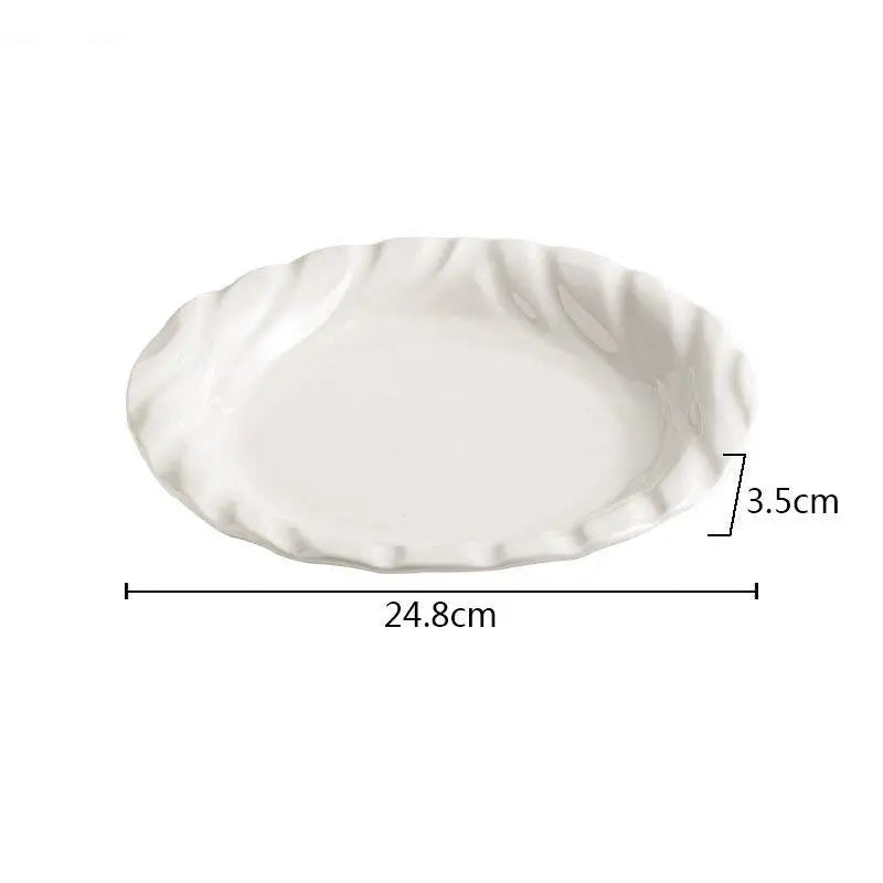 Ceramic Dinner Plate Irregular Shallow Dessert Snack Pasta