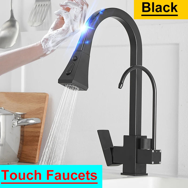 Square Touch On Filter Faucets Pull Down Cold