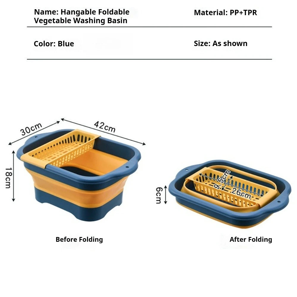 Foldable Dish Basin Vegetable Washing Basket Outdoor Sink