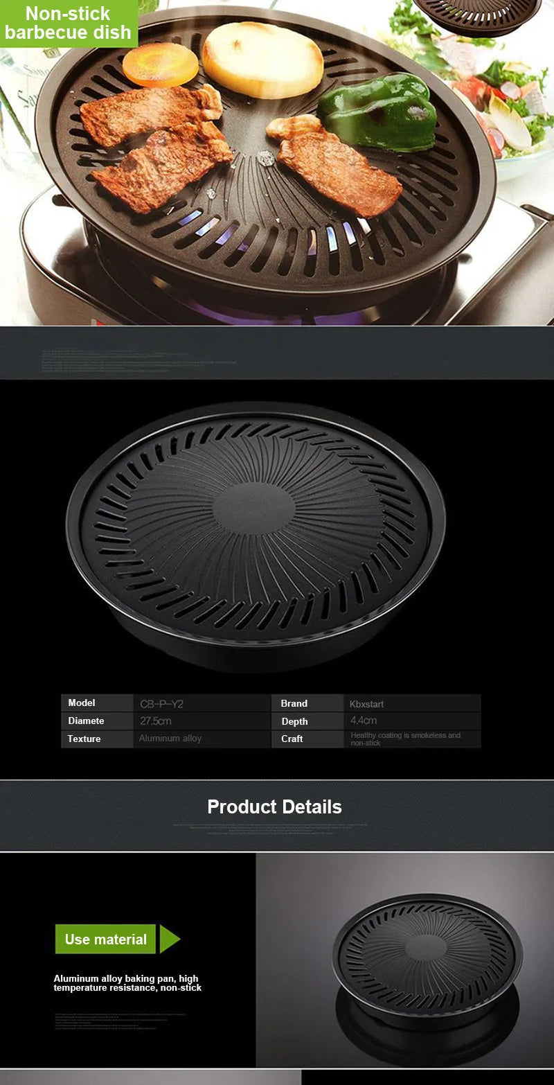 Korean Smokeless Barbecue Grill Pan Gas Non-Stick Gas