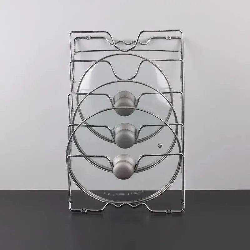 1pcs Stainless Steel Pot Lid Shelf Organizer Pan