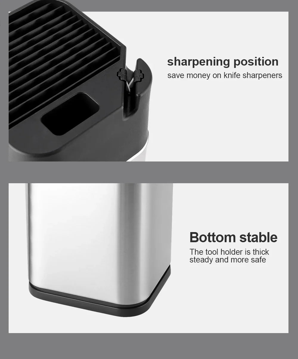 Xituo Stainless Steel Knife Holder Countertop Rack Built-In