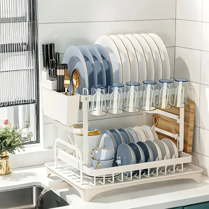 Countertop Dish Drying Rack Space Saving Organizer Utensil