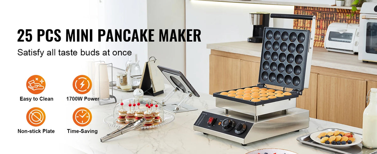 Succebuy Electric Waffle Maker 25pcs Mini Dutch Pancake