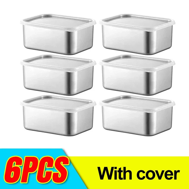 Stainless Steel Food Storage Container Fridge Fresh-Keep Storage
