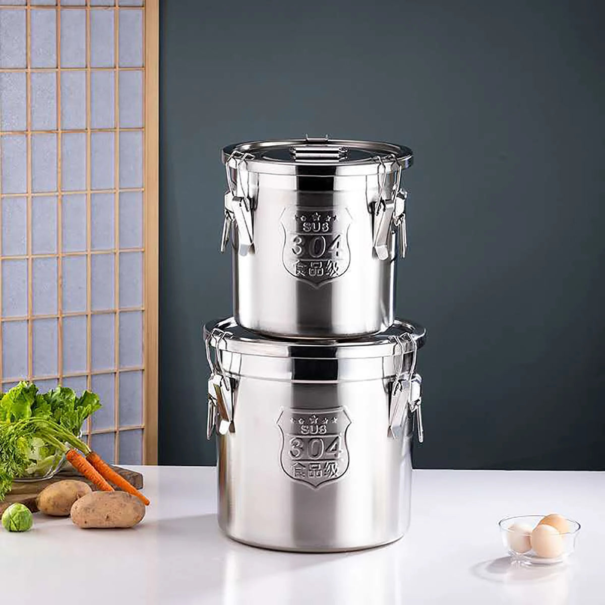 6l/12l Stainless Steel Cereal Container Rice Oil Storage