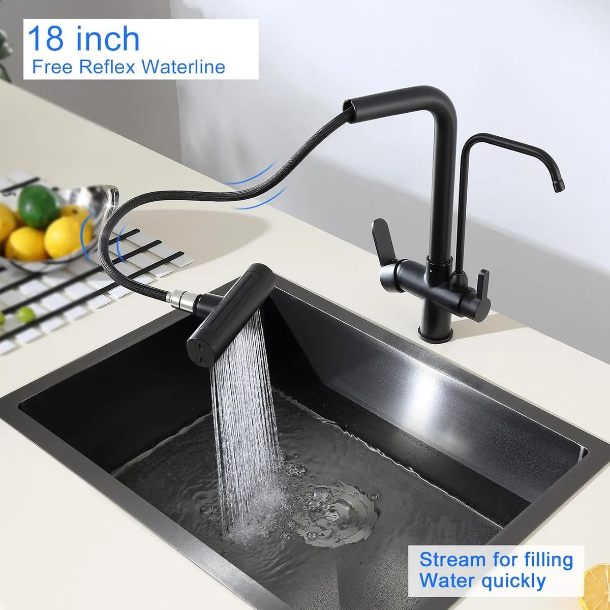 Way Pure Water Filter Faucets Black Pull Out