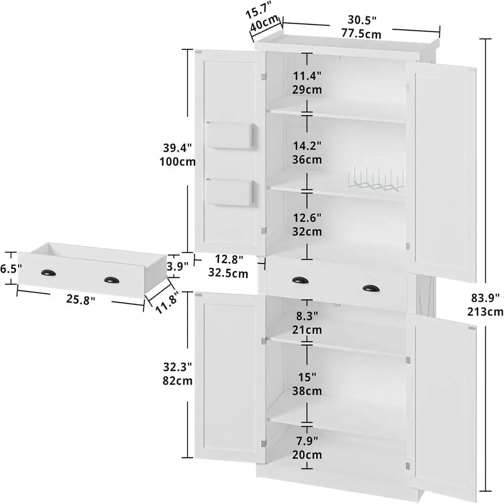 Ironck Pantry Storage Cabinet 83 Barn Doors Drawer