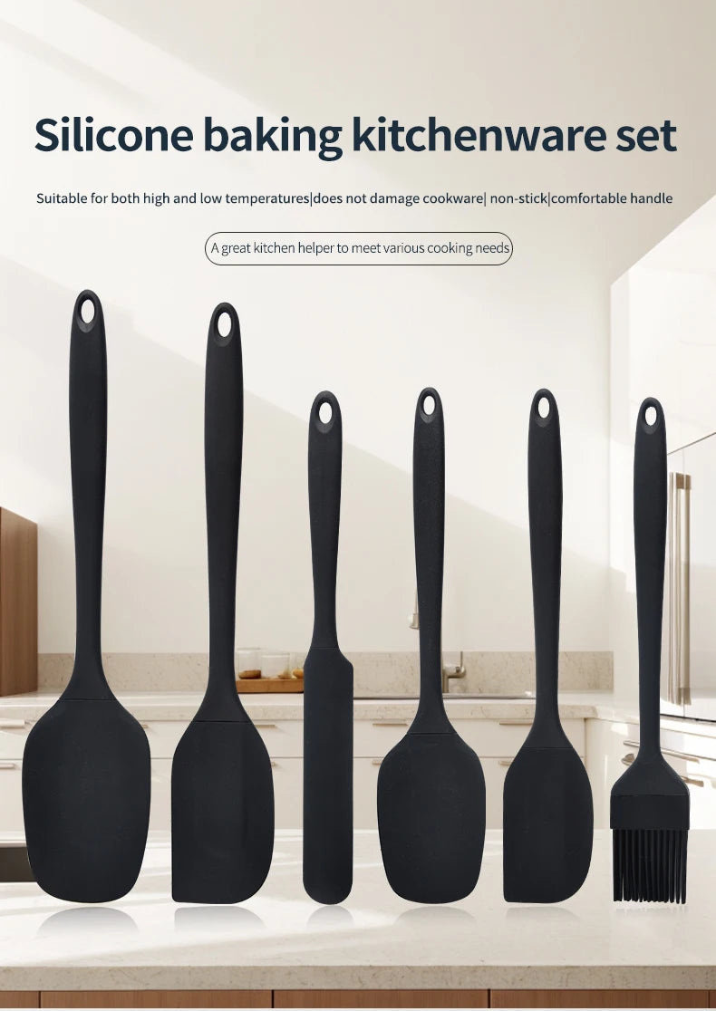 Silicone Kitchenware 6-Piece Cream Scraper Spatula Oil Brush