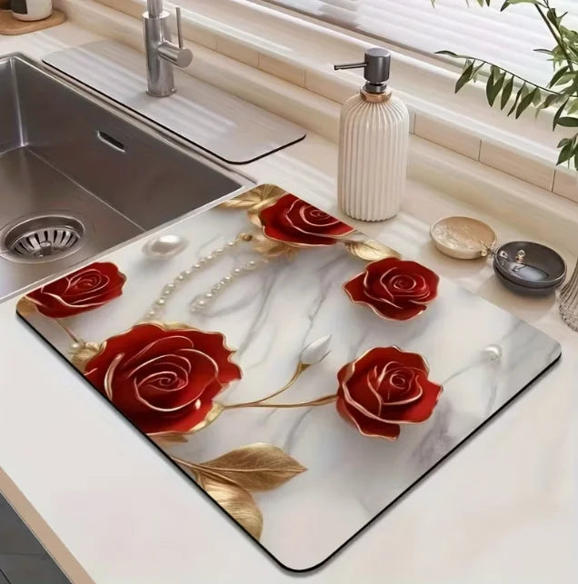 1pc Absorbent Bathroom Floor Mat Restroom Countertop Drainage