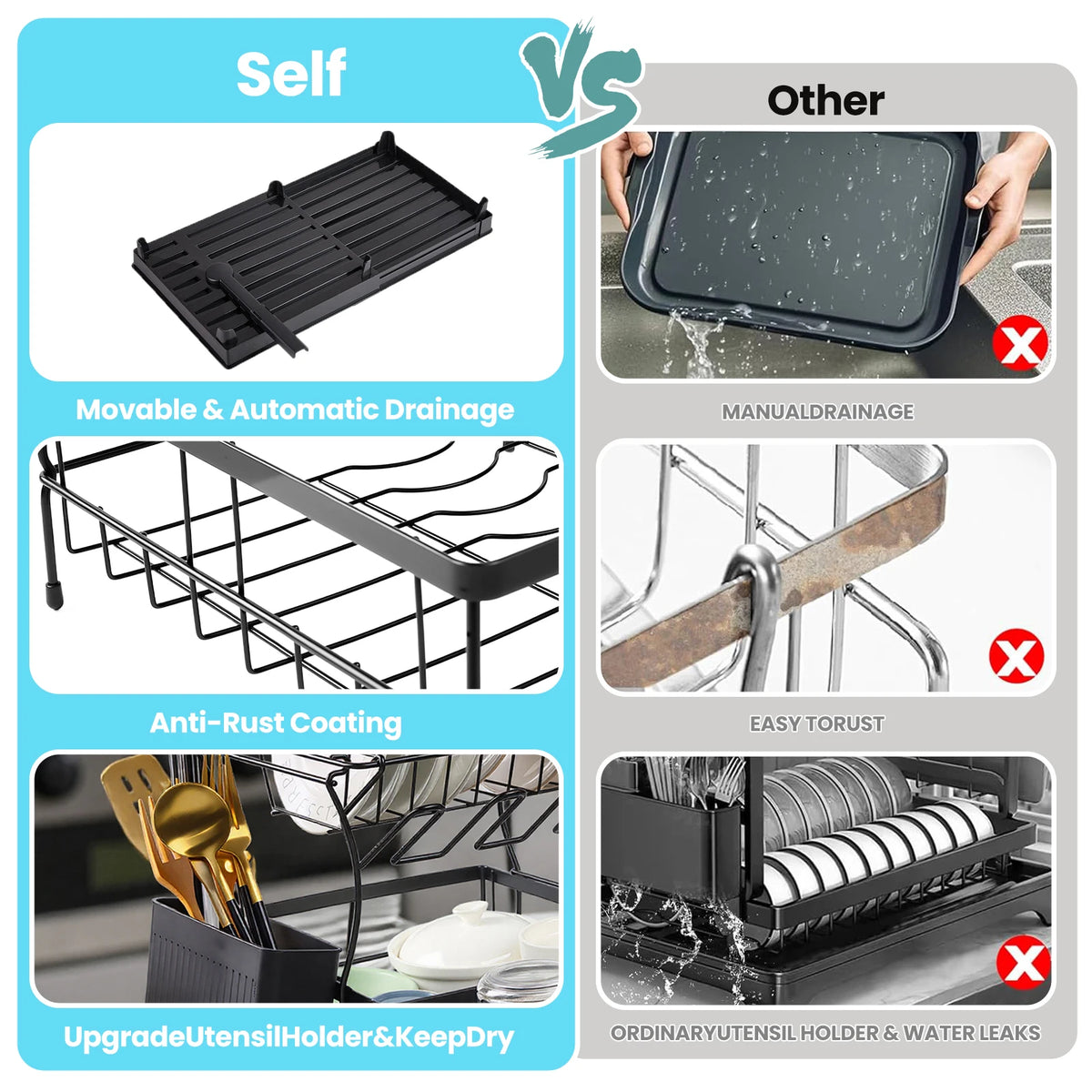 Tier Dish Drainer Rack - Dish Rack Utensil