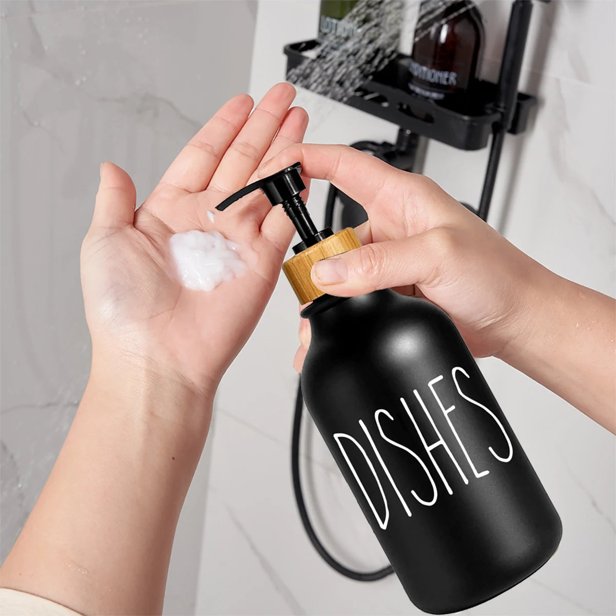 Dish Hand Soap Dispenser Bamboo Pump Liquid Hand