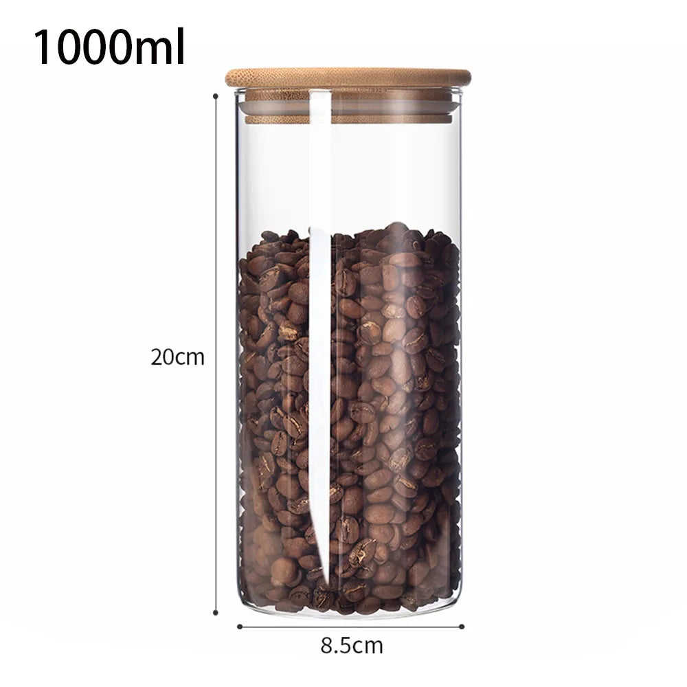 4/8pcs 250ml 500ml 1000ml Glass Jar Bamboo Lid