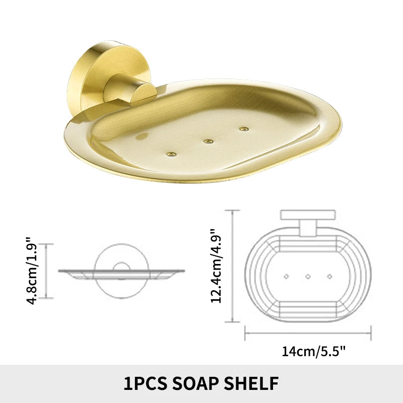 Brushed Gold Bathroom Towel Rack Toilet Brush Roll