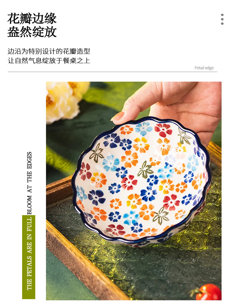 Ceramic Fruit Dessert Salad Bowl Plate Creative Retro