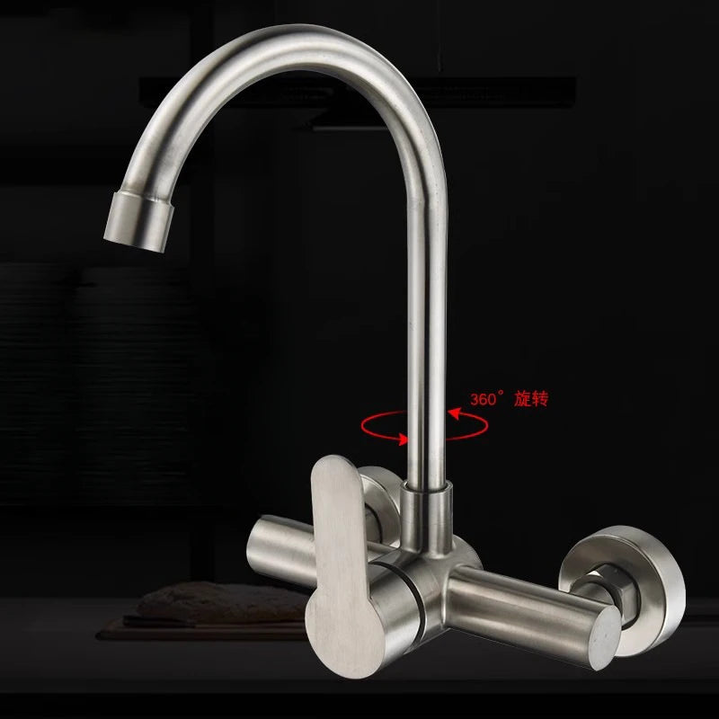 Wall Mount Sink Faucet 304 Stainless Steel Modes