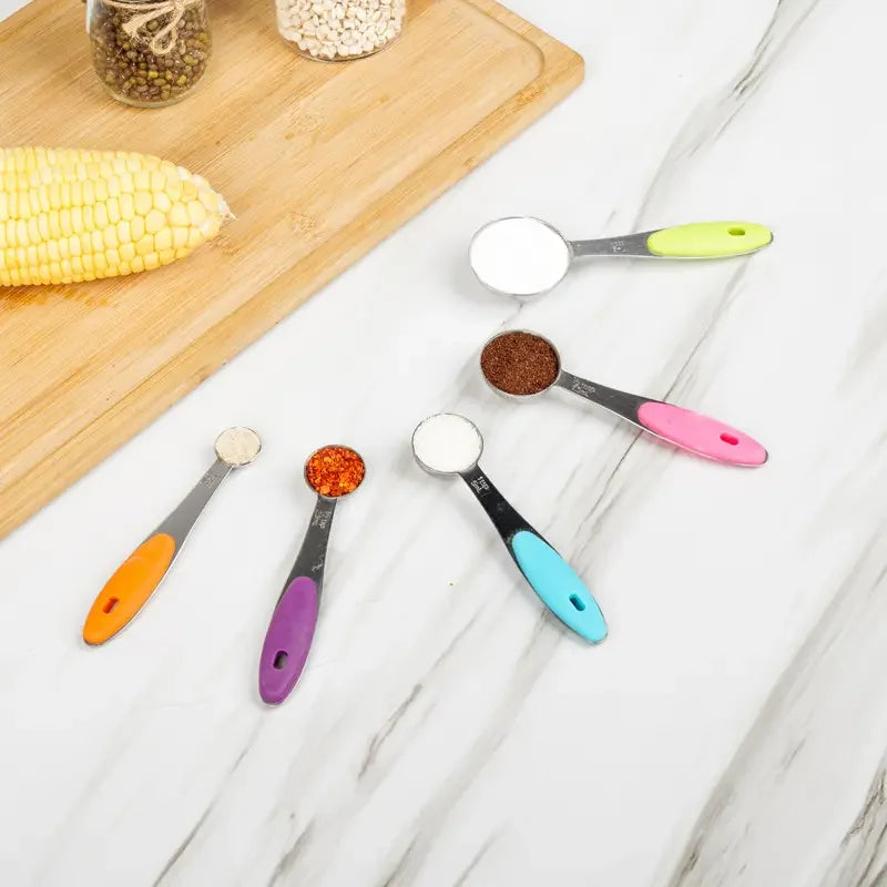 5pcs Measuring Spoon Stainless Steel Silicone Handle Precise
