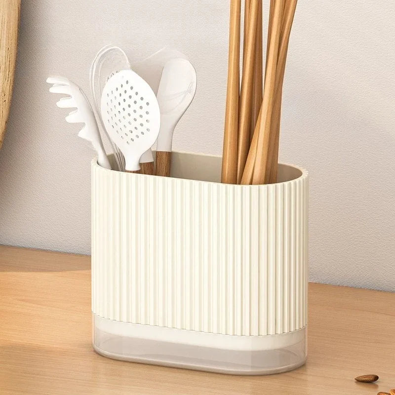 Wall Mount Chopsticks Holder Drain Dry Utensil Organizer
