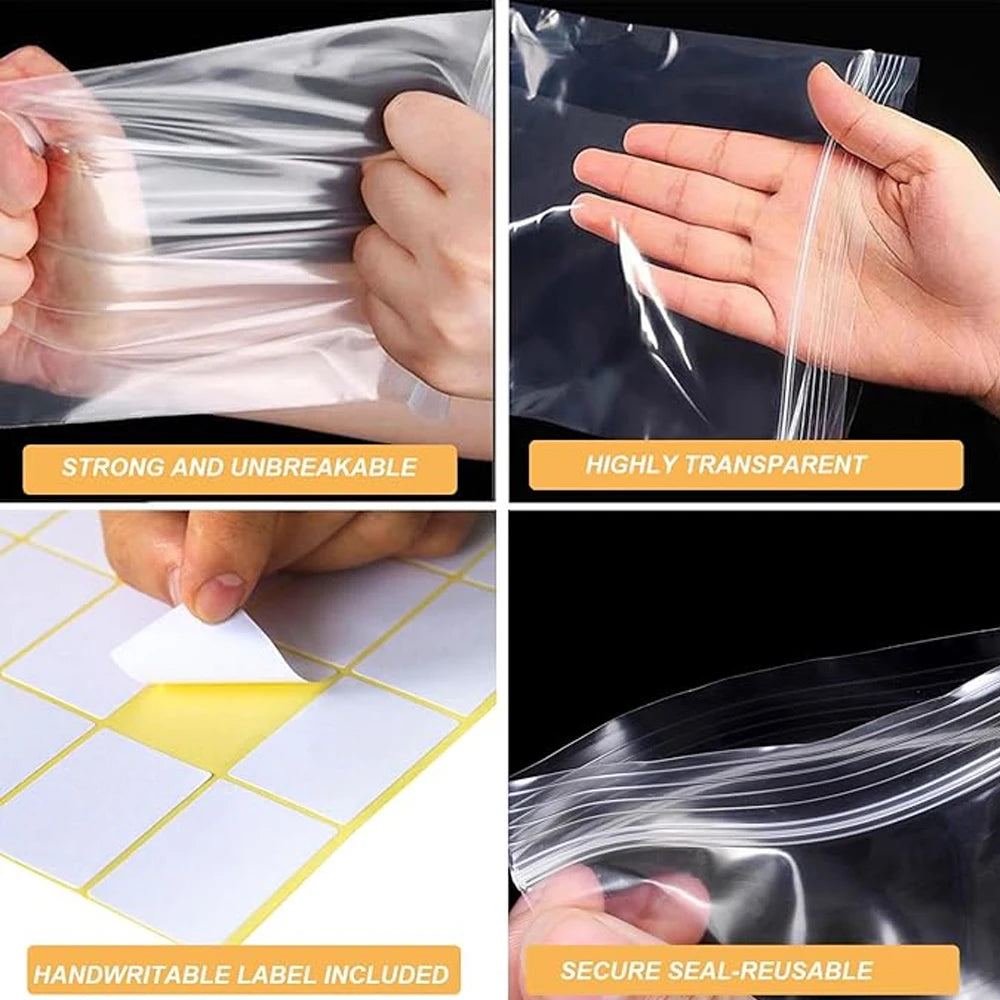 100-1000pcs Small Zip Lock Plastic Bags Reclosable Transparent