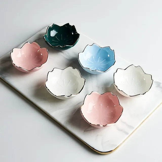 Japanese Ceramic Plate Sakura Petals Dipping Dish Soy