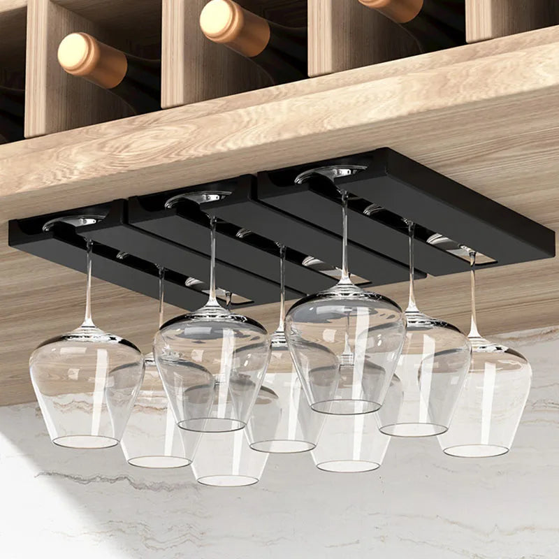 No Drill Creative Upside Down Wine Glass Rack
