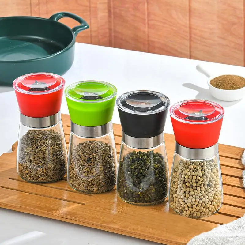 Salt Pepper Grinder Stainless Steel Glass Spice Bottle