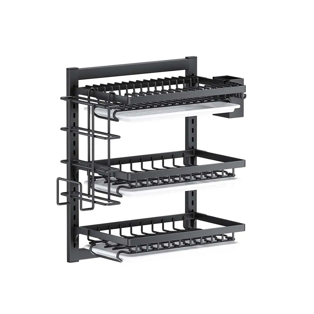 Layer Dish Rack Wall Mounted Storage Rack No-Hole