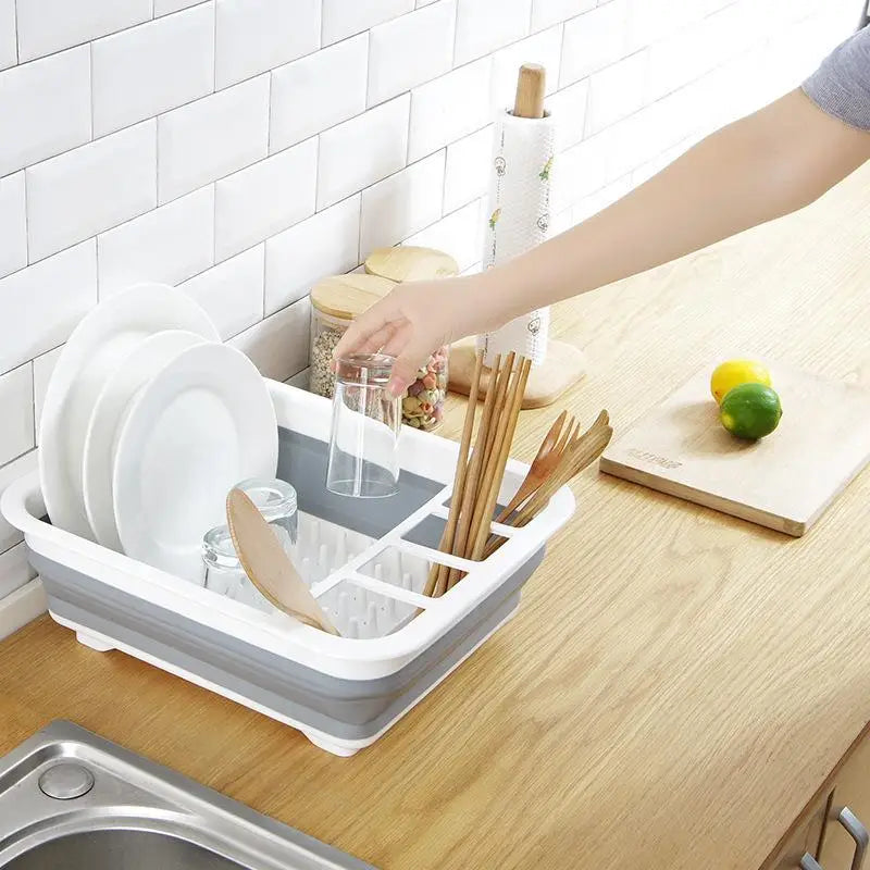Collapsible Dish Drying Rack Foldable Dinnerware Drainer