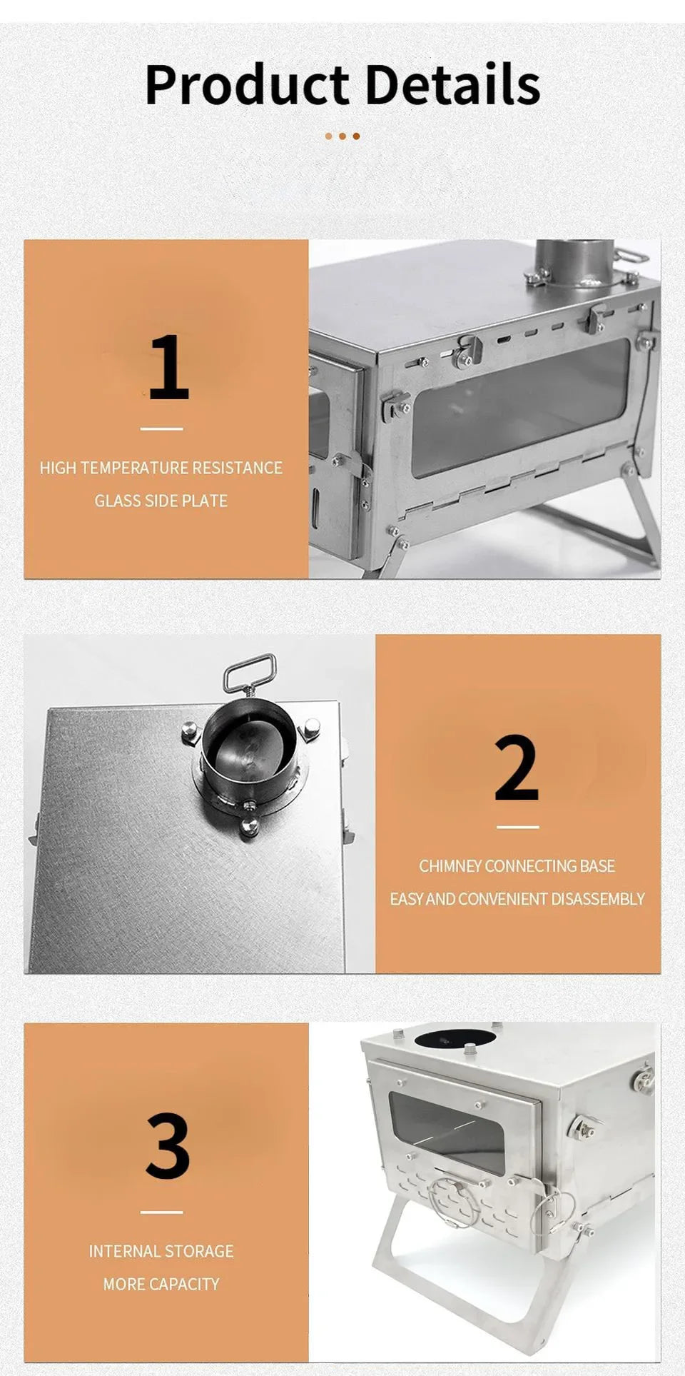 Tryhomy 1mm Titanium Wood Stove Folding Ultralight Camping