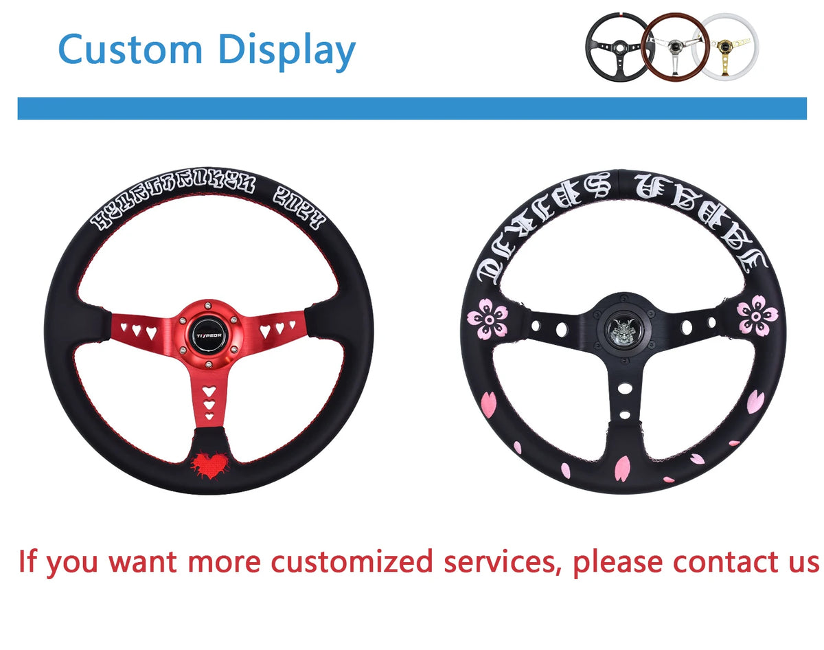 350mm Sports Classic Steering Wheel Holes Black Spoke