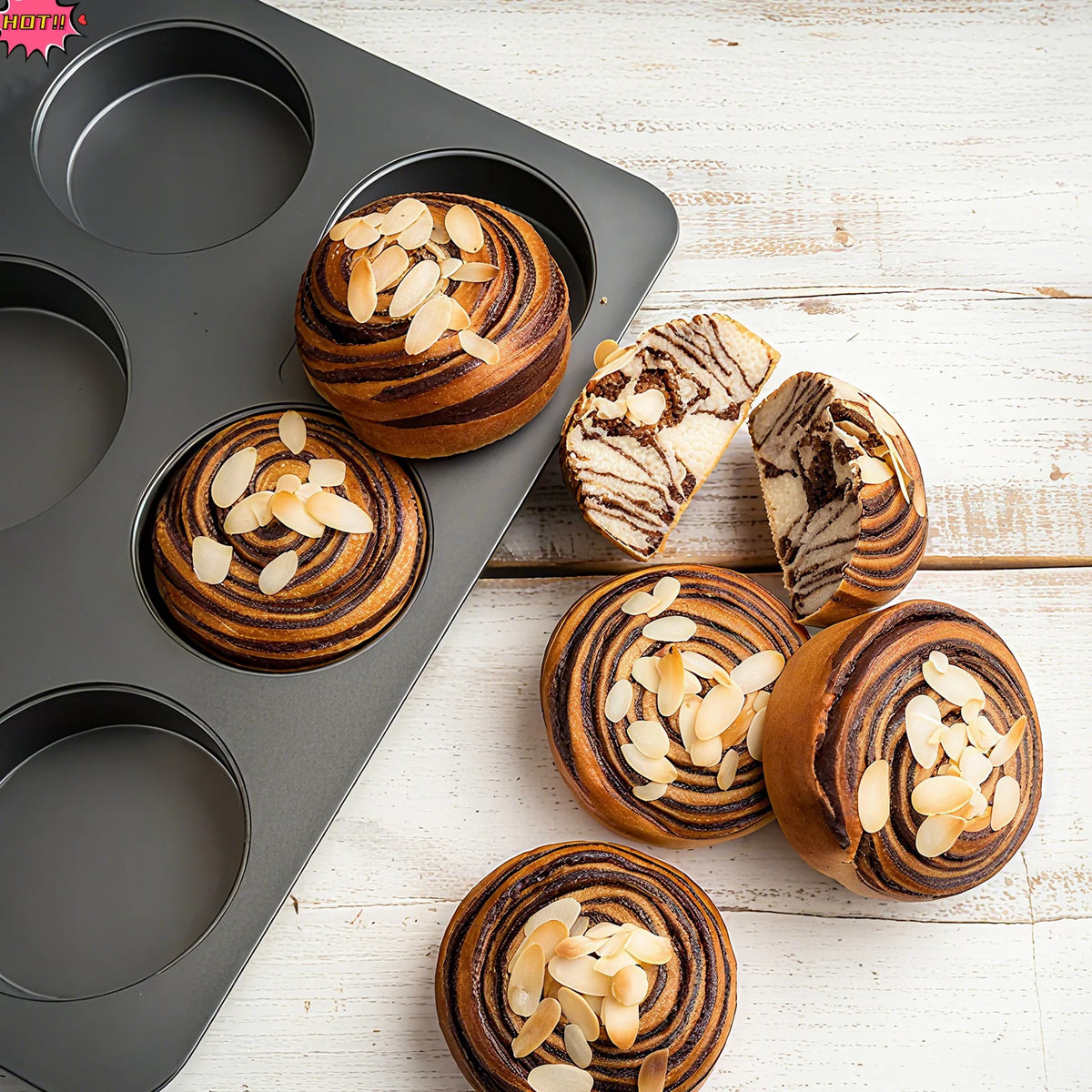6-Cavity Mini Round Hamburger Baking Pan Sandwich Bread