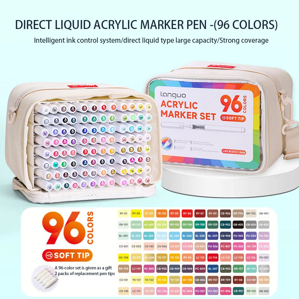 96/192/240 Colors Direct Liquid Acrylic Paint Brush Marker