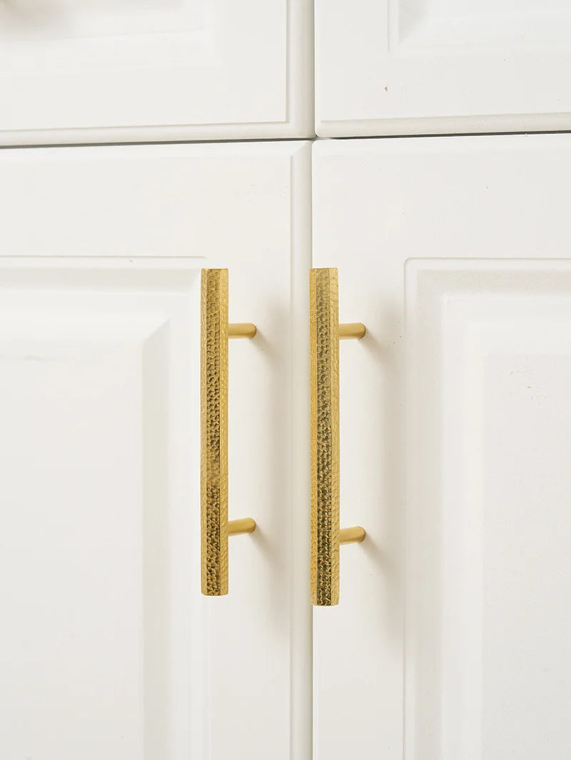 Solid Brass Wardrobe Handles Hammered Texture Handles Gold