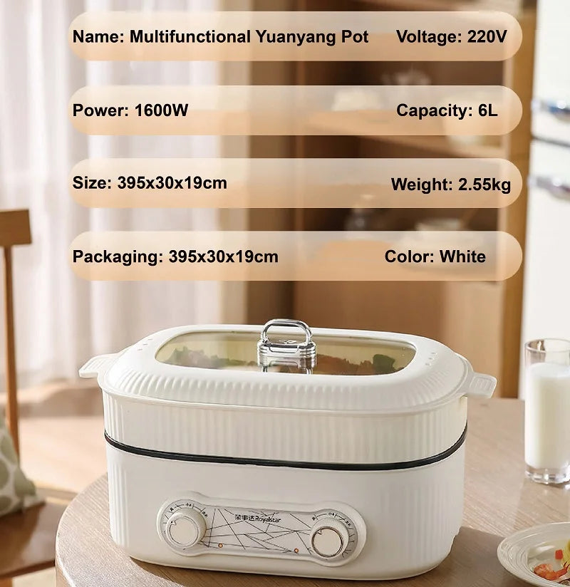 6l Double Liner Electric Pot Large Capacity Non-Stick
