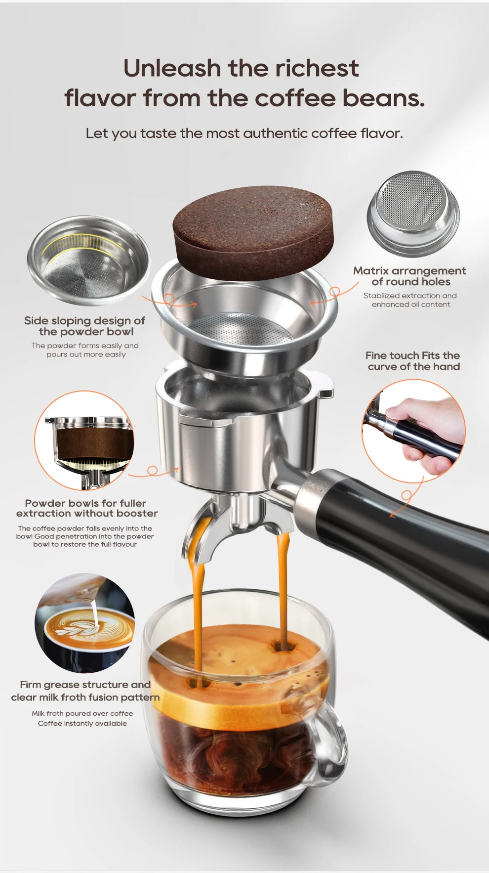 Hibrew H10a Black Espresso Machine Temperature Volume Pre