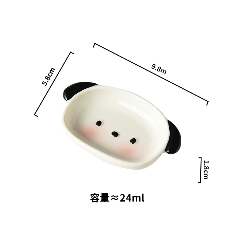 Cute Puppy Shaped 8-Inch Sushi Plate 4-Inch Dipping