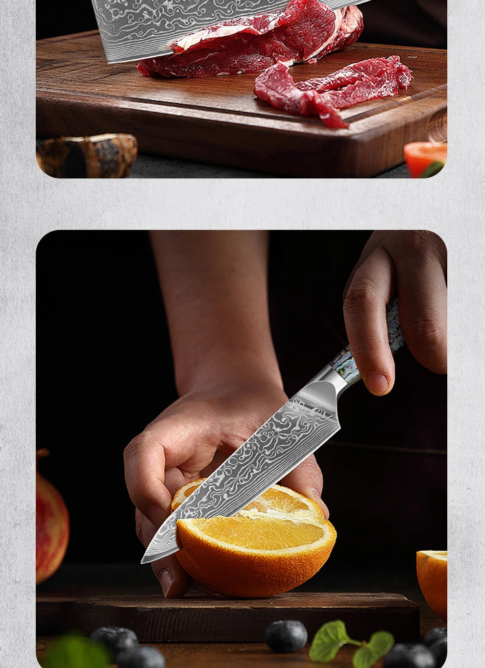 1-7 Chef Knife Super Sharp Japanese Damascus Steel