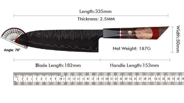 Knife 1-6pc Damascus 3-Layer Cladding Steel Knives Professional