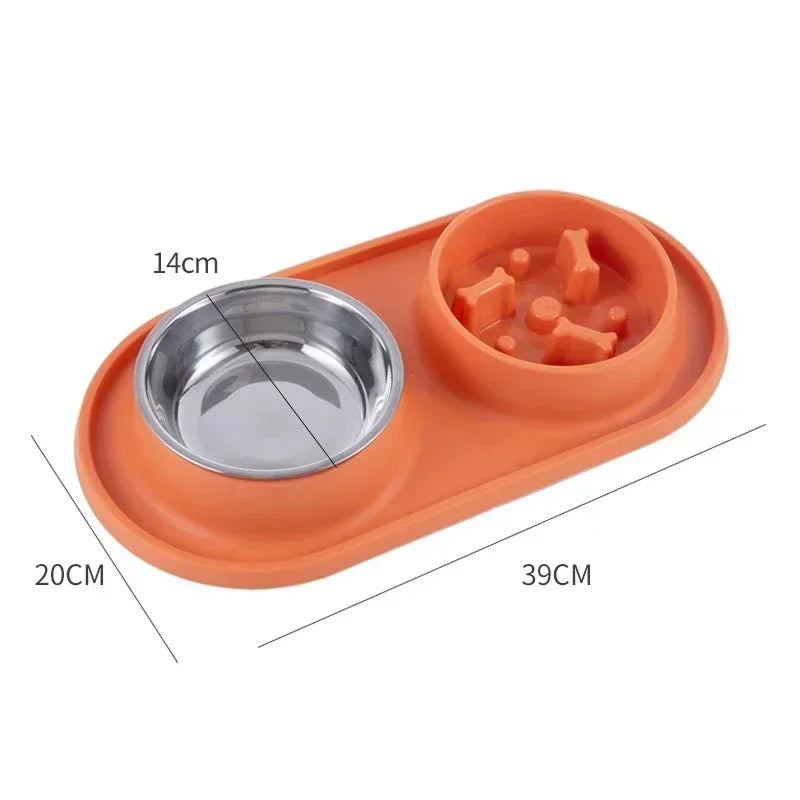 Dog Double Bowl Silicone Mat Cat Pet Food