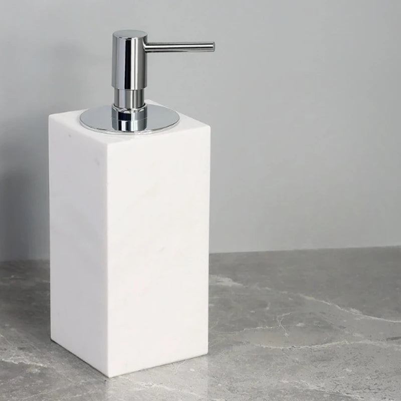 1pc White Natural Marble Bathroom Luxury Soap Dispenser