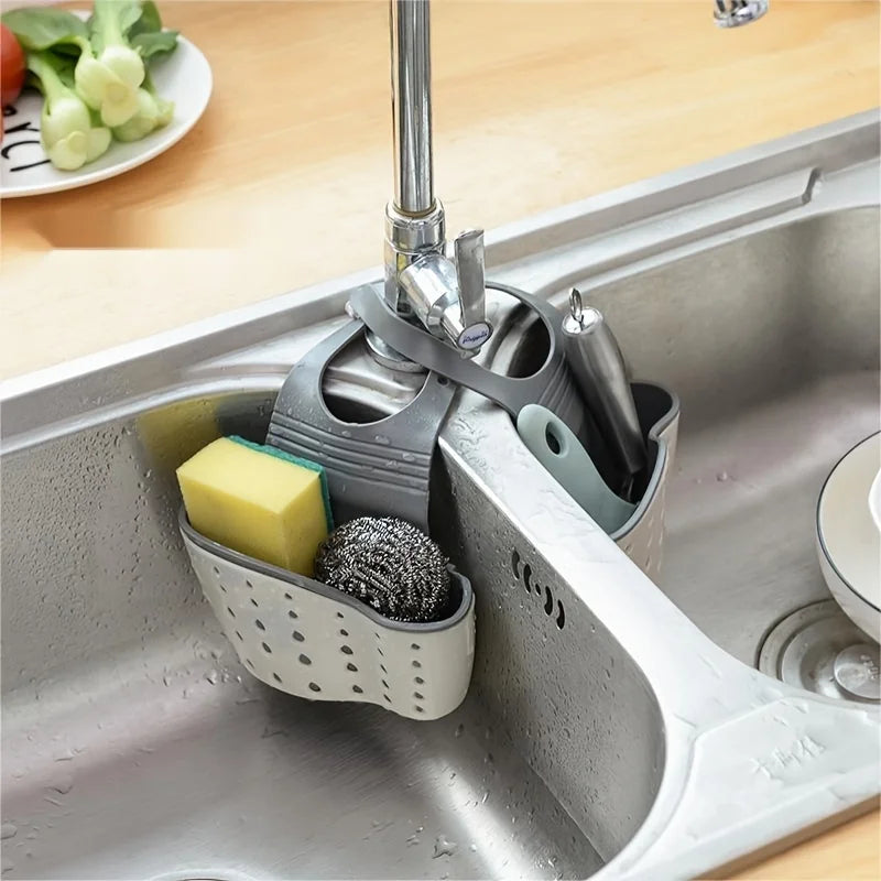 Adjustable Sink Sponge Holder Hanging Drain Basket -
