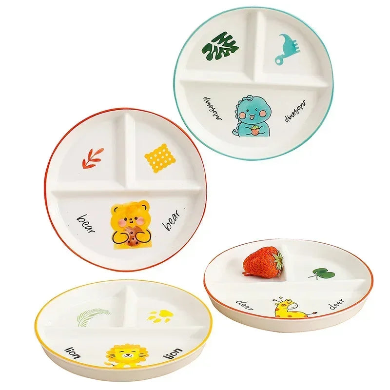 Divider Plate Ceramic Dish Serving Platter Children Tableware